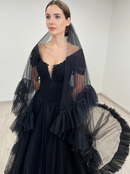 KAREN ruffle tulle veil