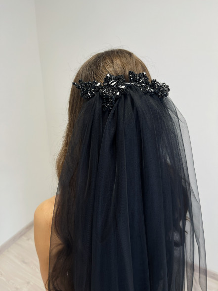 HARPER veil with crystal hair comb
