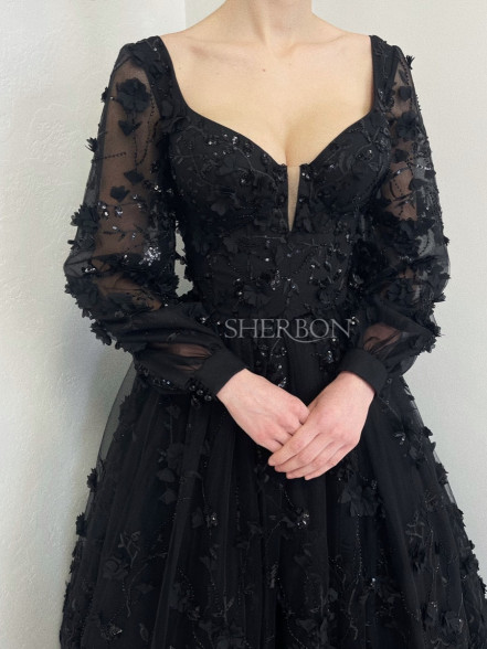 KAMELIA 3D sparkly corset dress with bishop sleeves